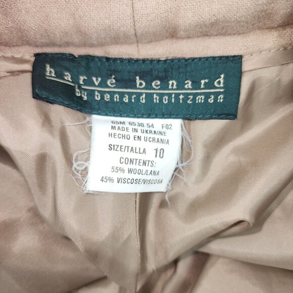 Vintage Harve Benard by Benard Holtzman Tan Wide Leg Cuffed Wool Blend Pants 10 - Picture 8 of 9